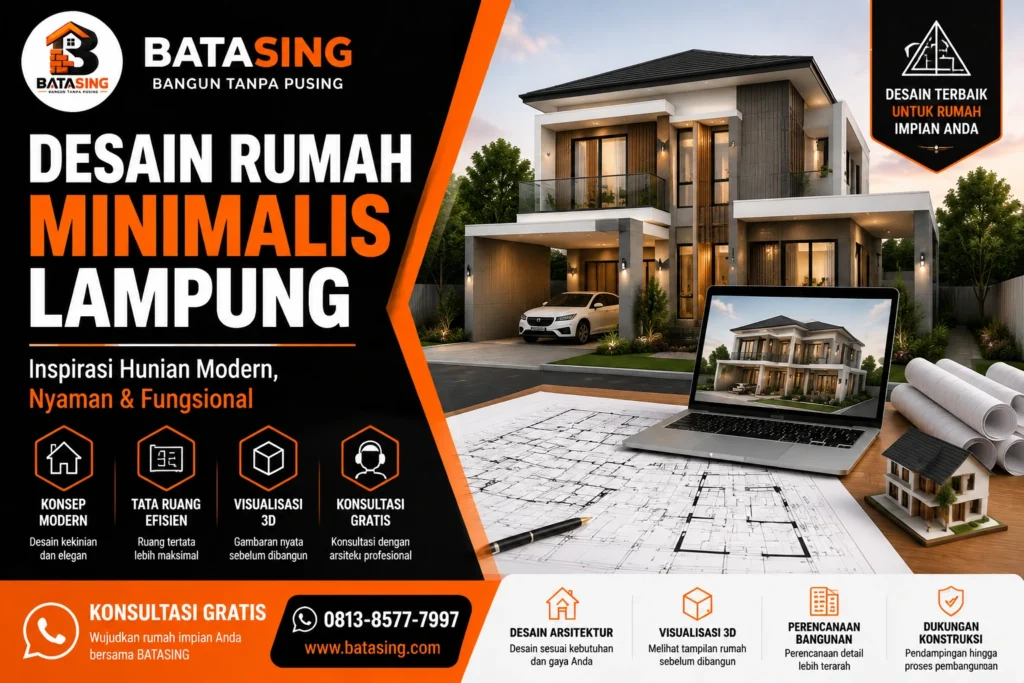 Desain rumah minimalis Lampung modern dan fungsional hasil rancangan BATASING