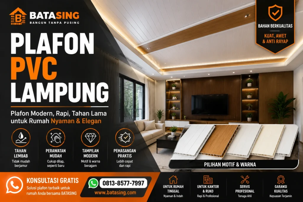 Plafon PVC Lampung modern untuk interior rumah berkualitas dari BATASING